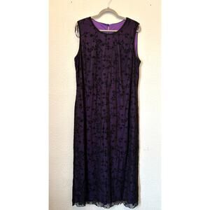 Vintage Whimsygoth Maxi Dress Purple Lace Floral 20W Witchy Cottage